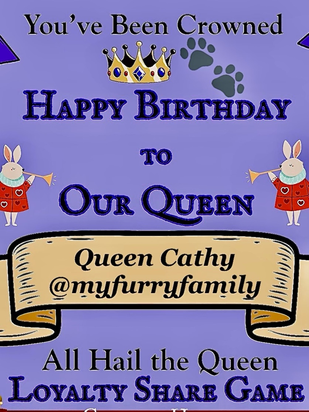OUR BIRTHDAY QUEEN
HAS ARRIVED! 💜💜💜
CHEERS, QUEEN CATHY
@myfurryfamily 🎂🎂 - Picture 1 of 7